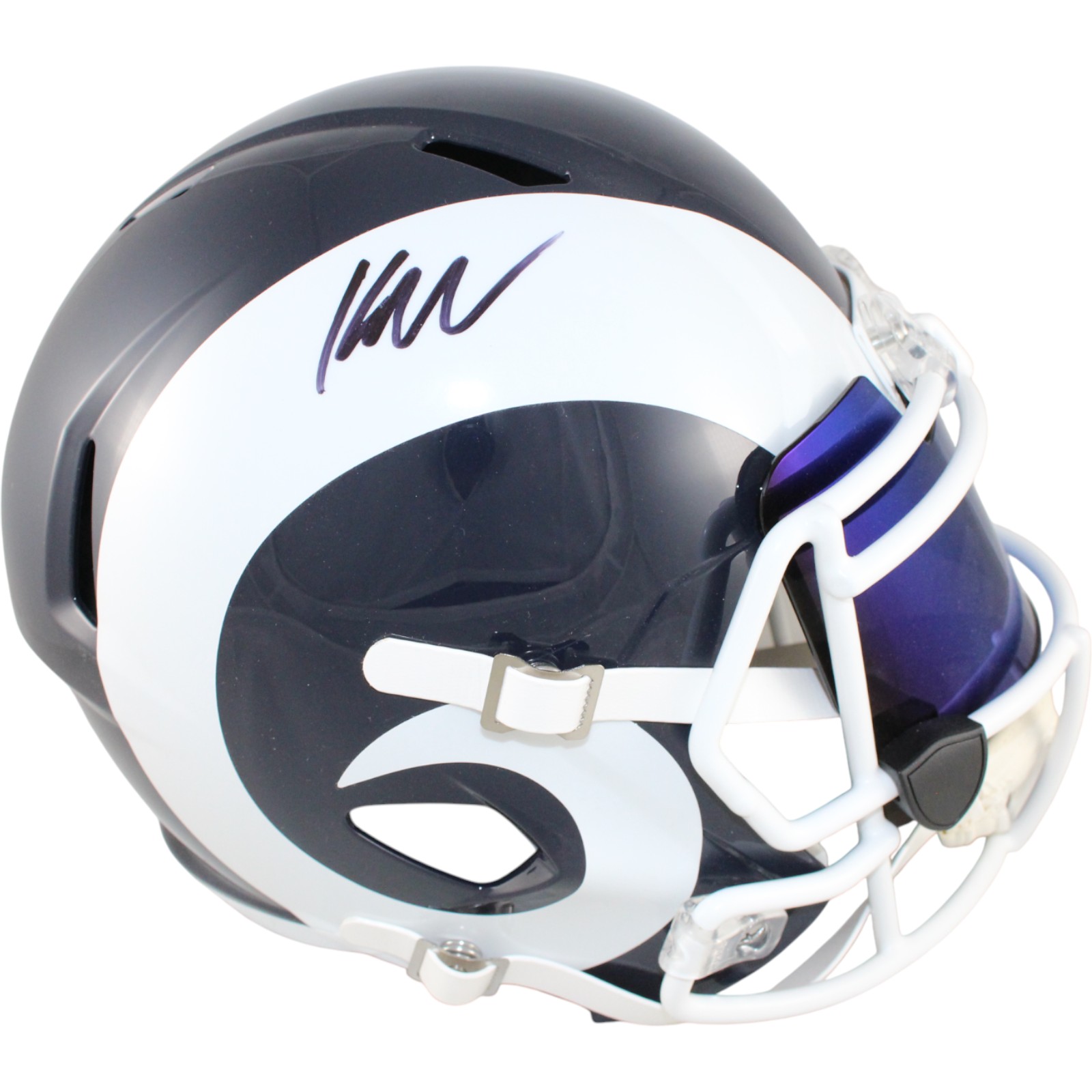 Kyren Williams Autographed Los Angeles Rams F/S White Horn Helmet Beckett 51256