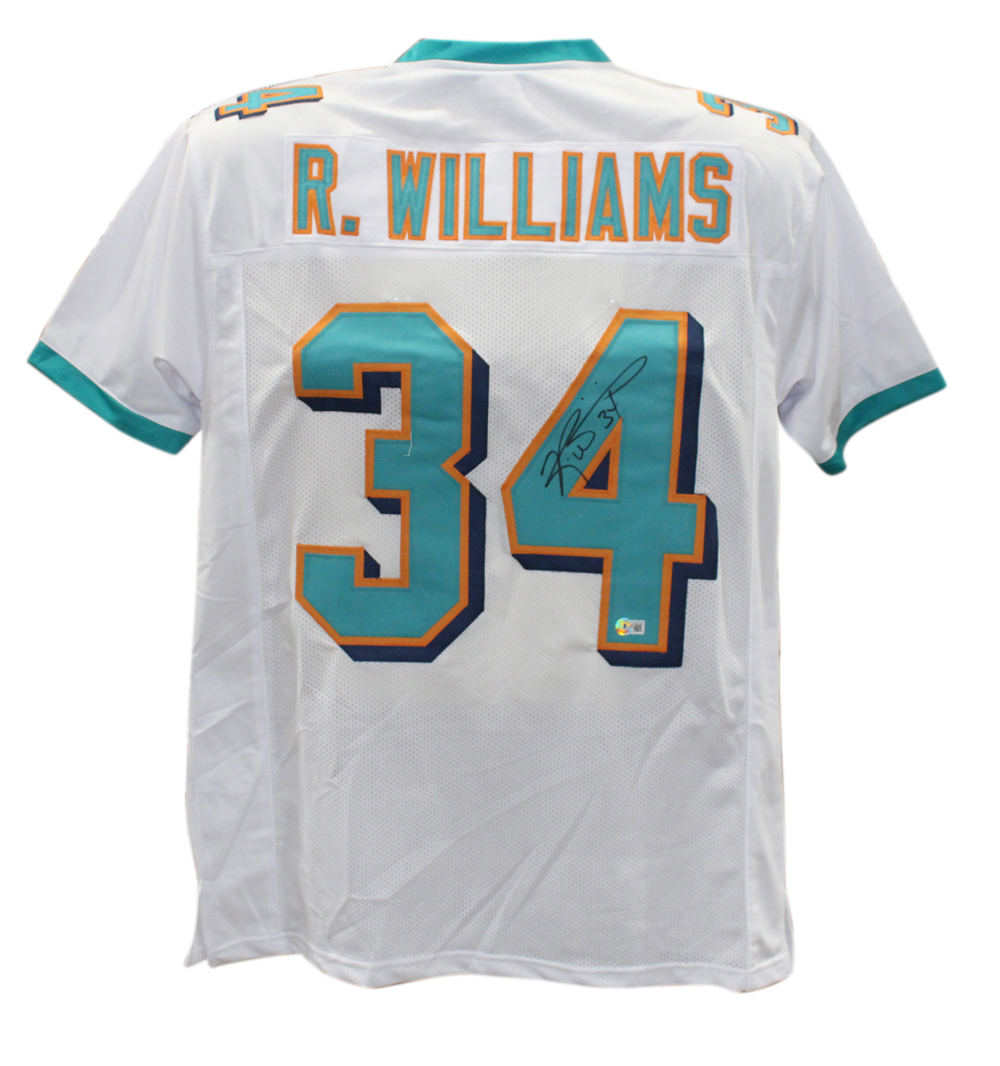 Ricky Williams Autographed/Signed Pro Style White XL Jersey Beckett