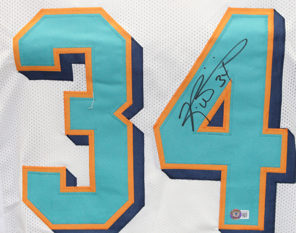 Ricky Williams Autographed/Signed Pro Style White XL Jersey Beckett