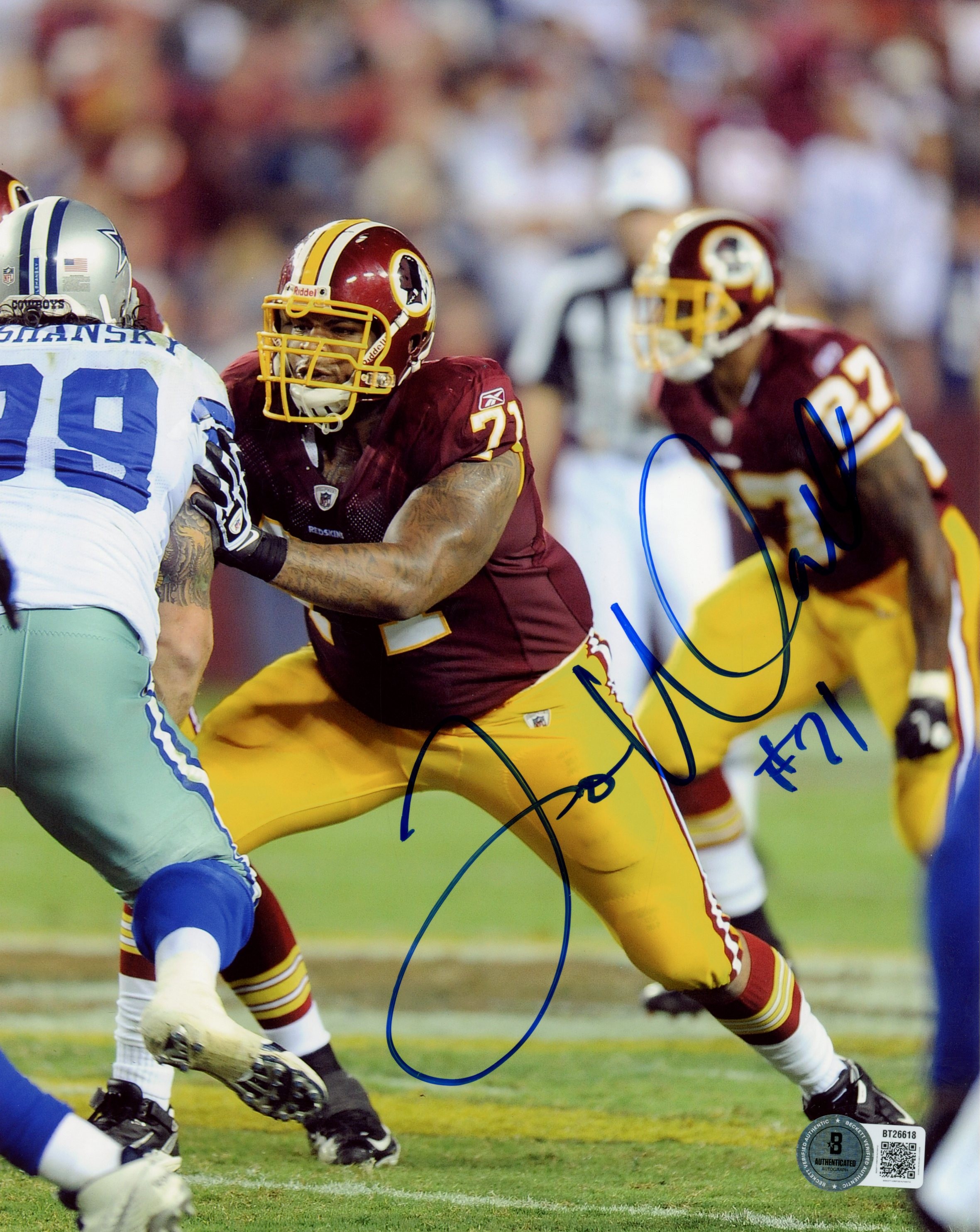Trent Williams Autographed/Signed Washington Redskins 8x10 Photo Beckett 56689