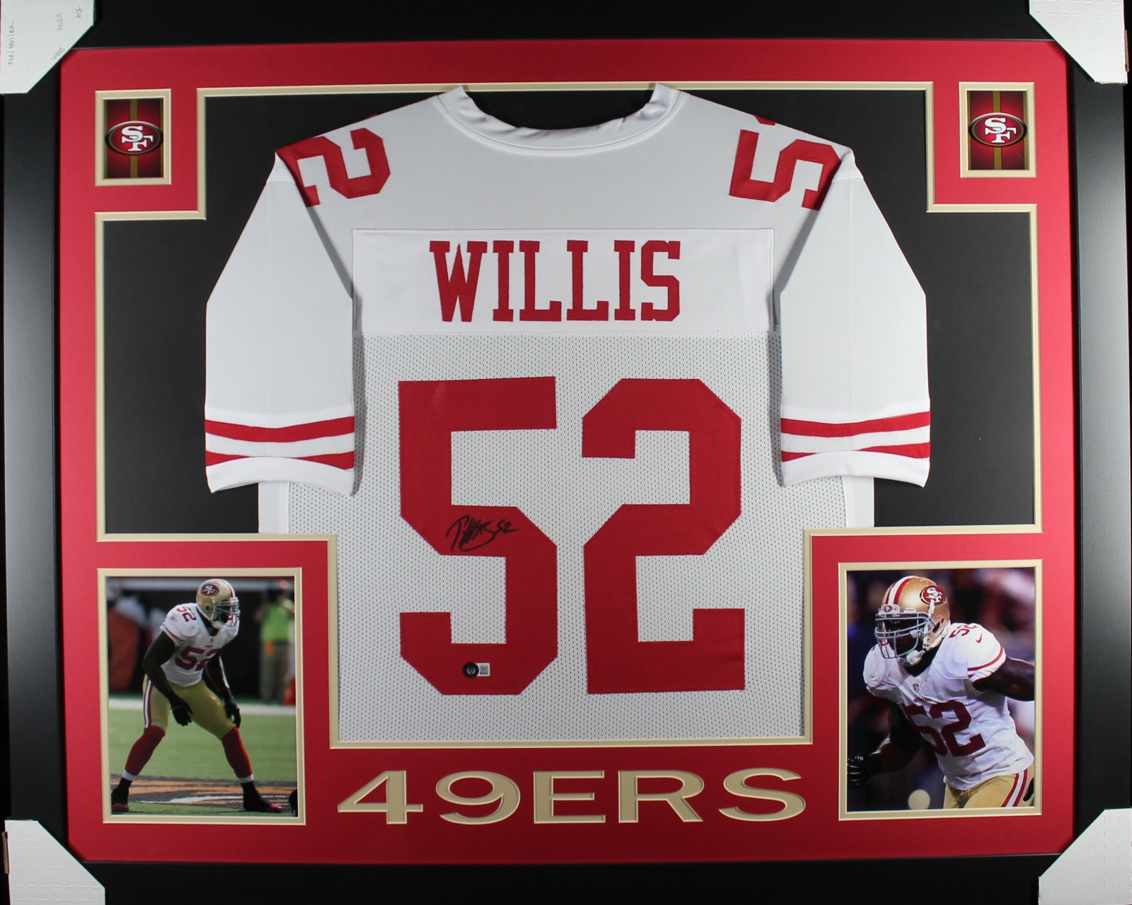 Patrick Willis Autographed Pro Style White XL Framed Jersey 35x43 Beckett 53769