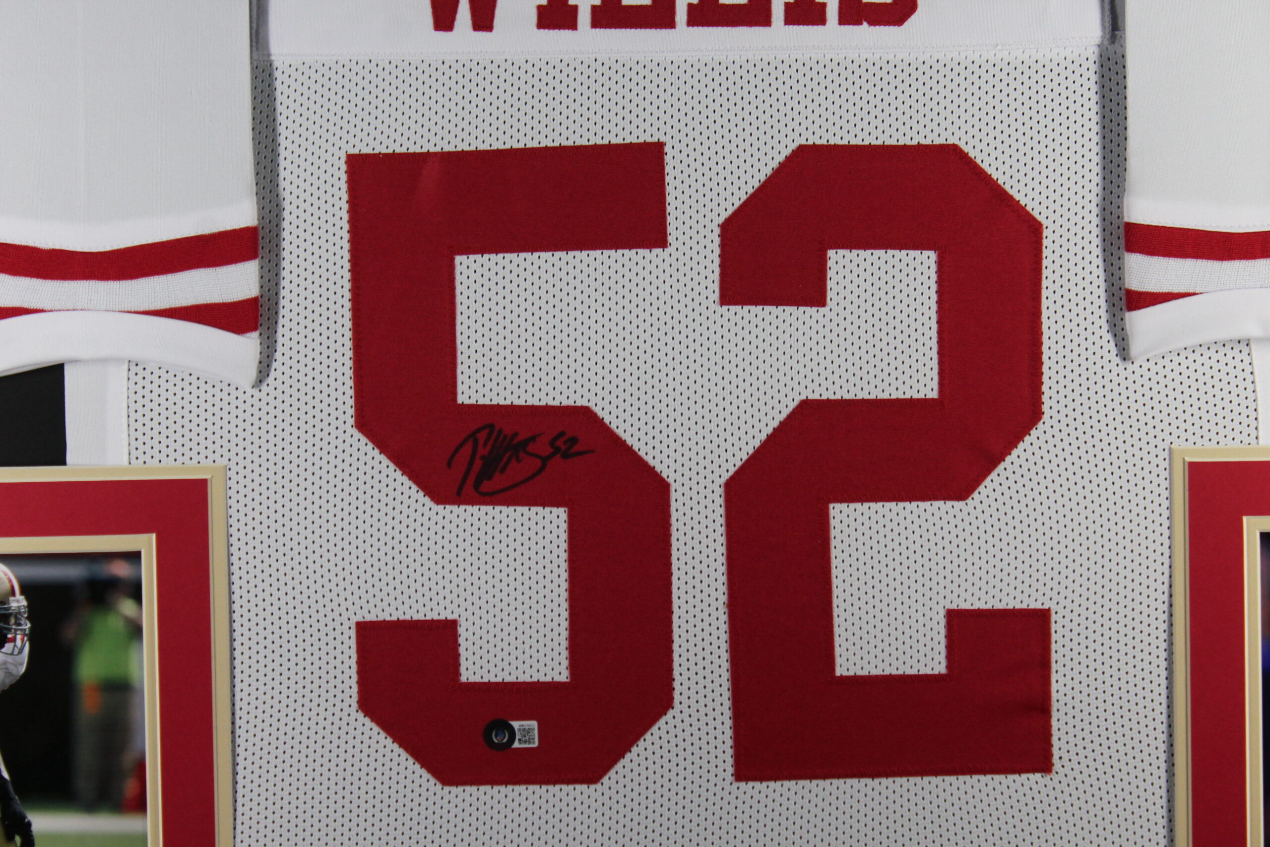Patrick Willis Autographed Pro Style White XL Framed Jersey 35x43 Beckett 53769 2 Patrick Willis Autographed Pro Style White XL Framed Jersey 35x43 Beckett 53769