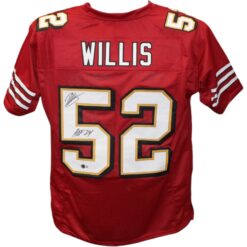Patrick Willis Autographed/Signed Pro Style Red Jersey HOF Beckett
