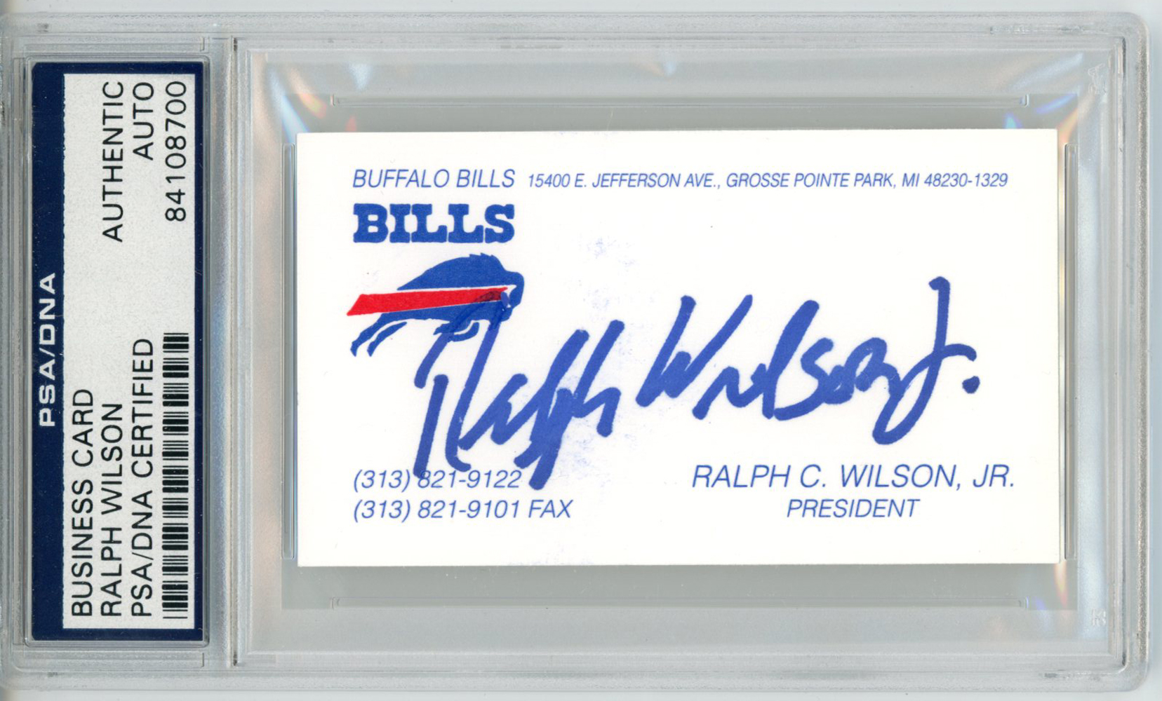 Ralph Wilson Autographed/Signed Buffalo Bills Business Card PSA Slab 32637