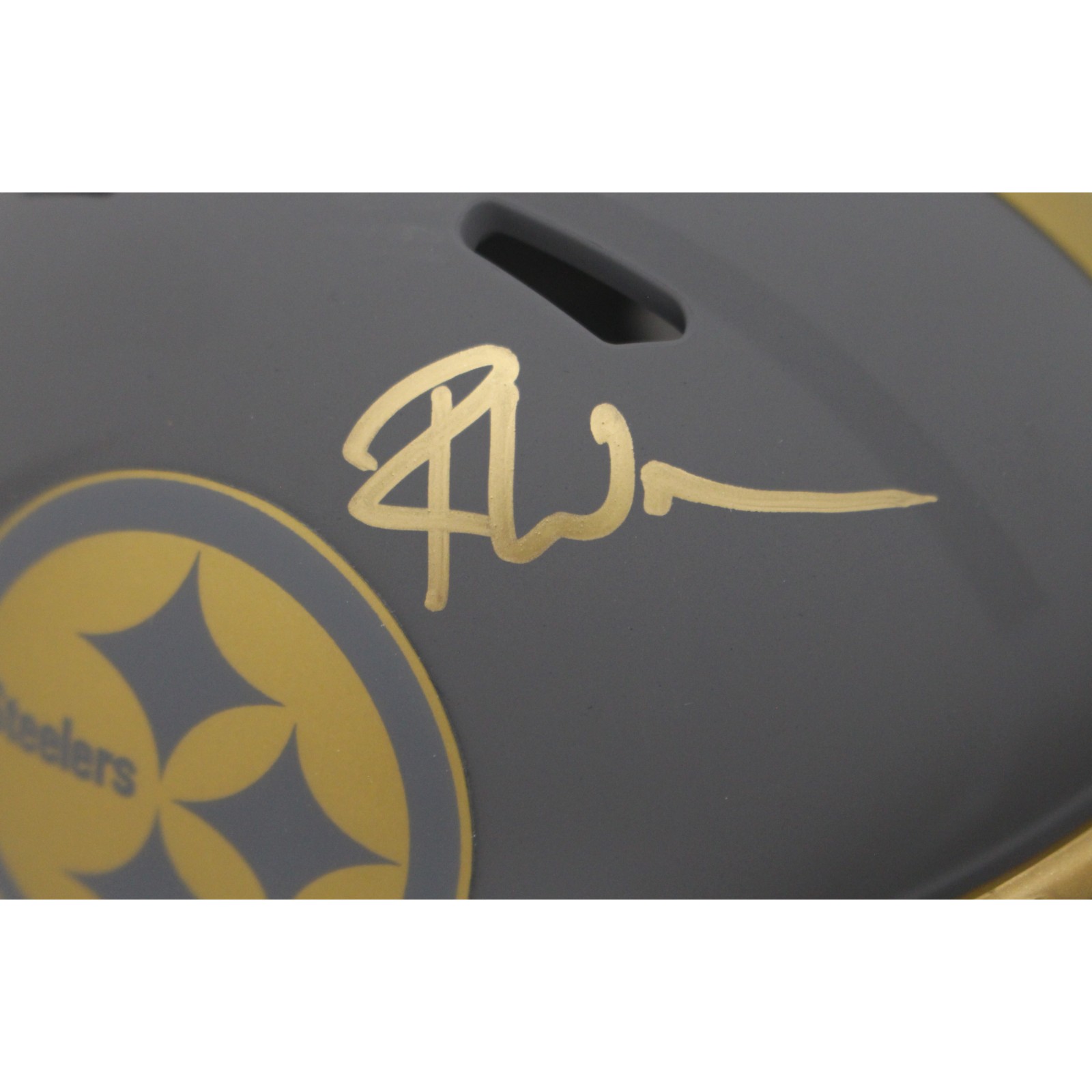 Roman Wilson Autographed Pittsburgh Steelers Slate Mini Helmet Beckett 48131