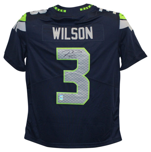 Russell Wilson Autographed Seattle Seahawks Nike Large Blue Jersey 12988