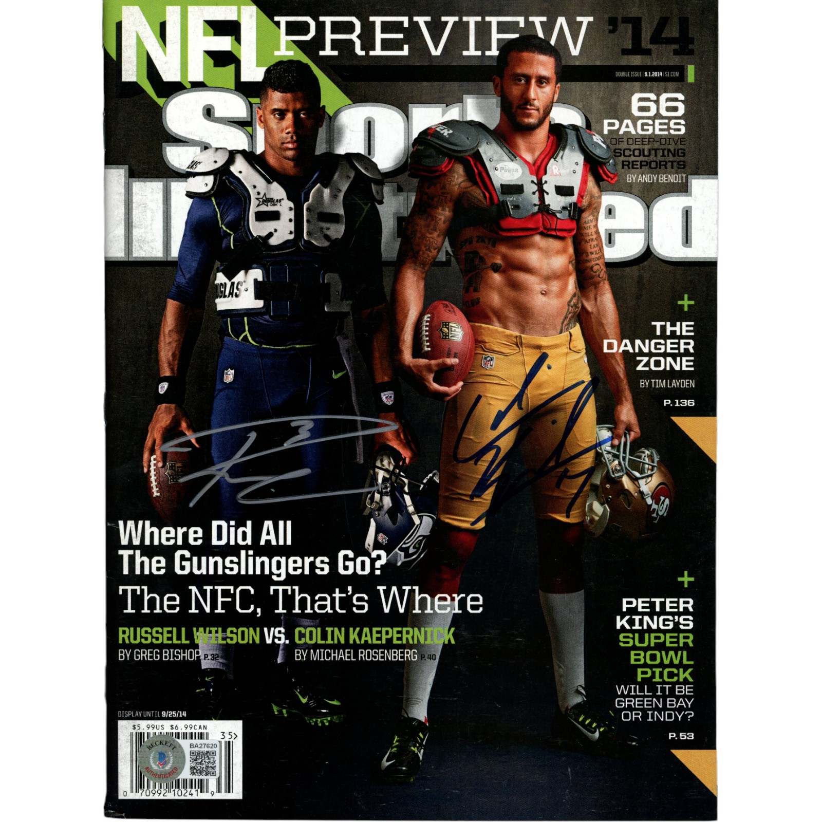 Russell Wilson Colin Kaepernick Autographed Sports Illustrated Beckett 59176