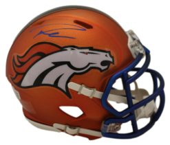 Russell Wilson Autographed Denver Broncos Blaze Mini Helmet FAN