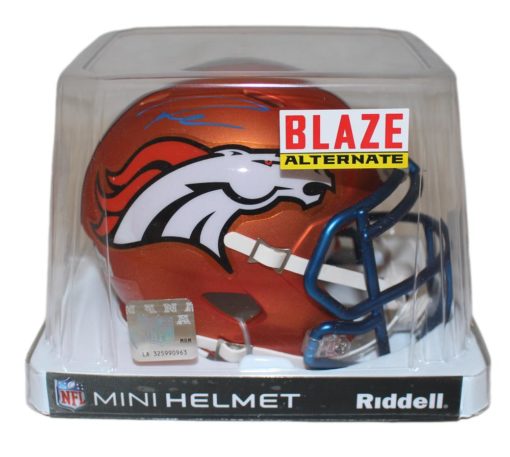 Russell Wilson Autographed Denver Broncos Blaze Mini Helmet FAN