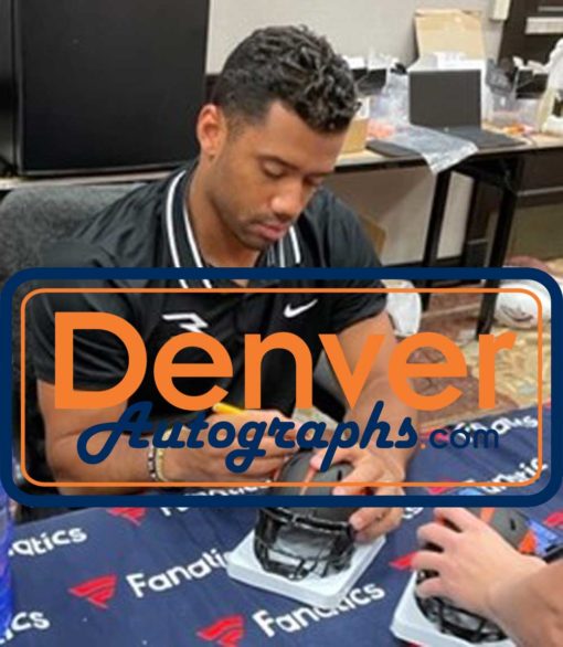Russell Wilson Autographed Denver Broncos Eclipse Mini Helmet FAN