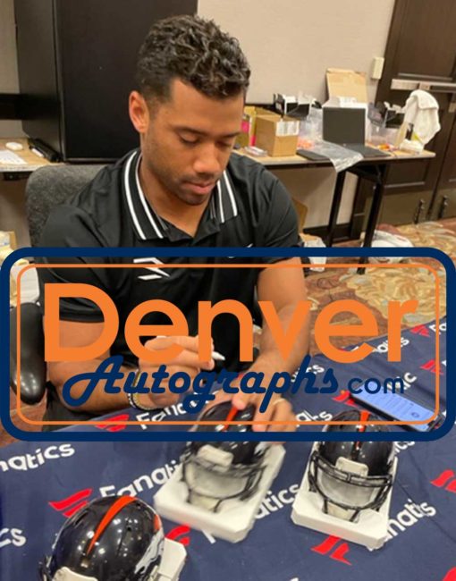 Russell Wilson Autographed Denver Broncos Speed Mini Helmet FAN