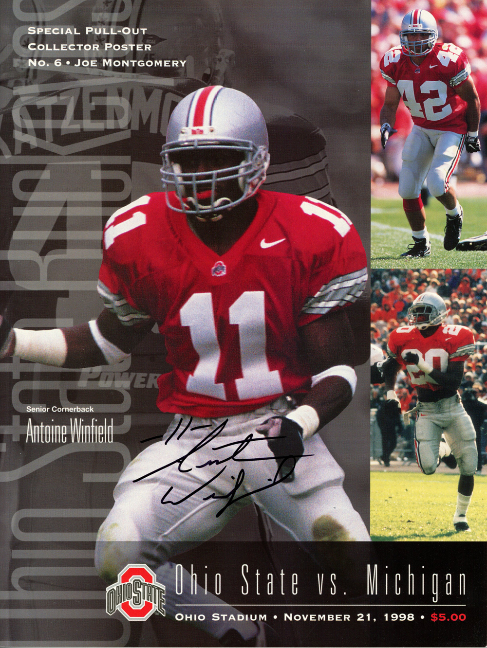 Antoine Winfield Signed 11/21/1998 Ohio St vs Michigan Program Beckett