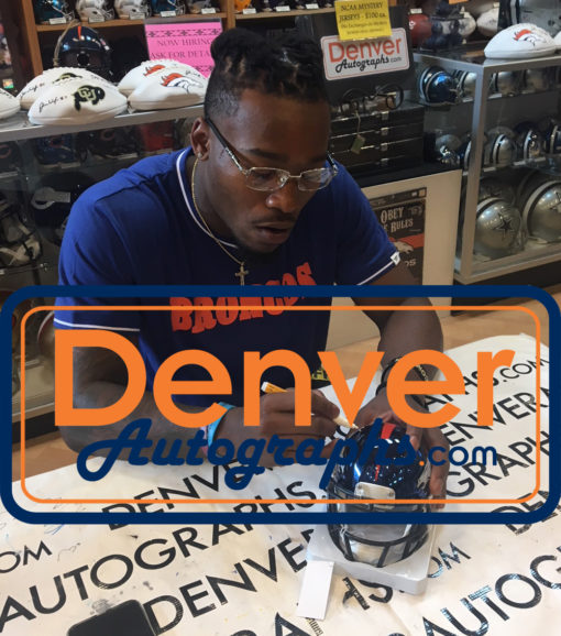 Juwann Winfree Autographed/Signed Denver Broncos Chrome Mini Helmet 24298