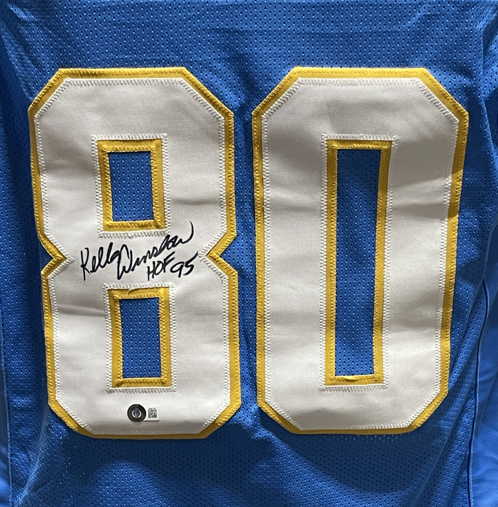 Kellen WInslow Autographed/Signed Pro Style Jersey Blue Beckett