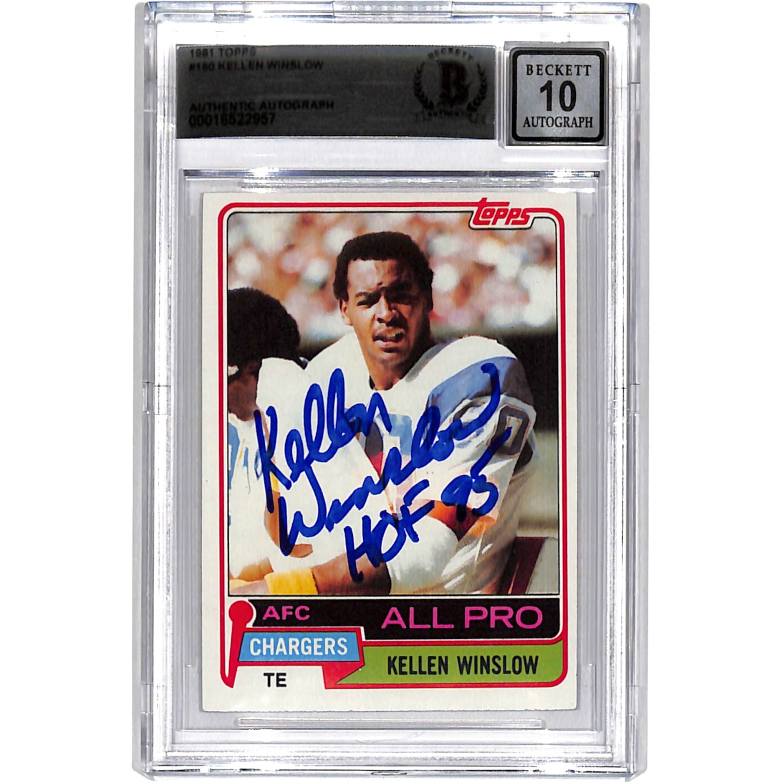 Kellen Winslow Signed 1981 Topps #150 Card Grade 10 Auto Slab BAS 44553