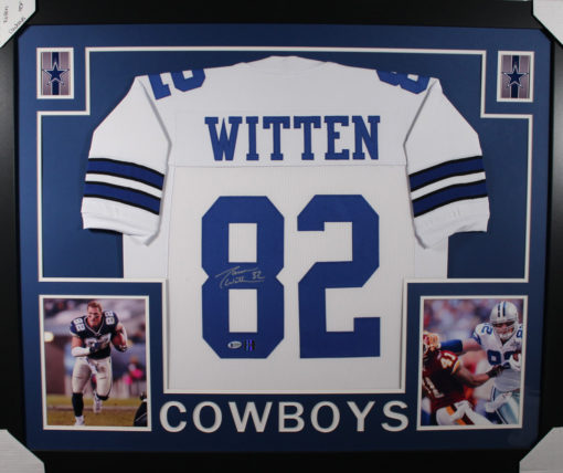 Jason Witten Autographed Dallas Cowboys Framed White XL Jersey BAS 17690