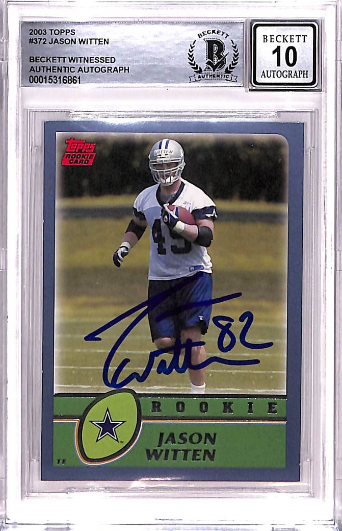 Jason Witten Signed 2003 Topps #372 Trading Card Grade 10 Auto BAS 