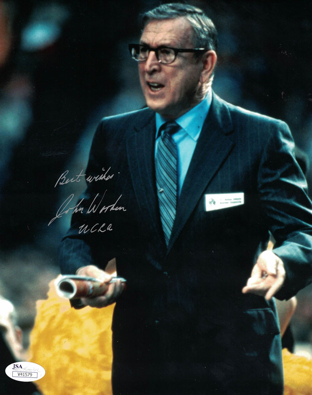 John Wooden Autographed UCLA Bruins 8x10 Photo Best Wishes As Is BAS 27151