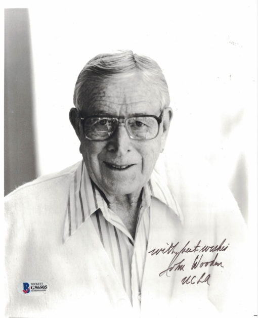 John Wooden Autographed/Signed UCLA Bruins 8x10 Photo Best Wishes BAS 27150
