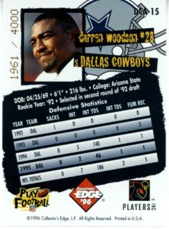 Darren Woodson Autographed Dallas Cowboys 96 Collector's Edge #DCA-15 Card 55978