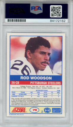 Rod Woodson Autographed 1989 Score #78 Rookie Card HOF PSA Slab