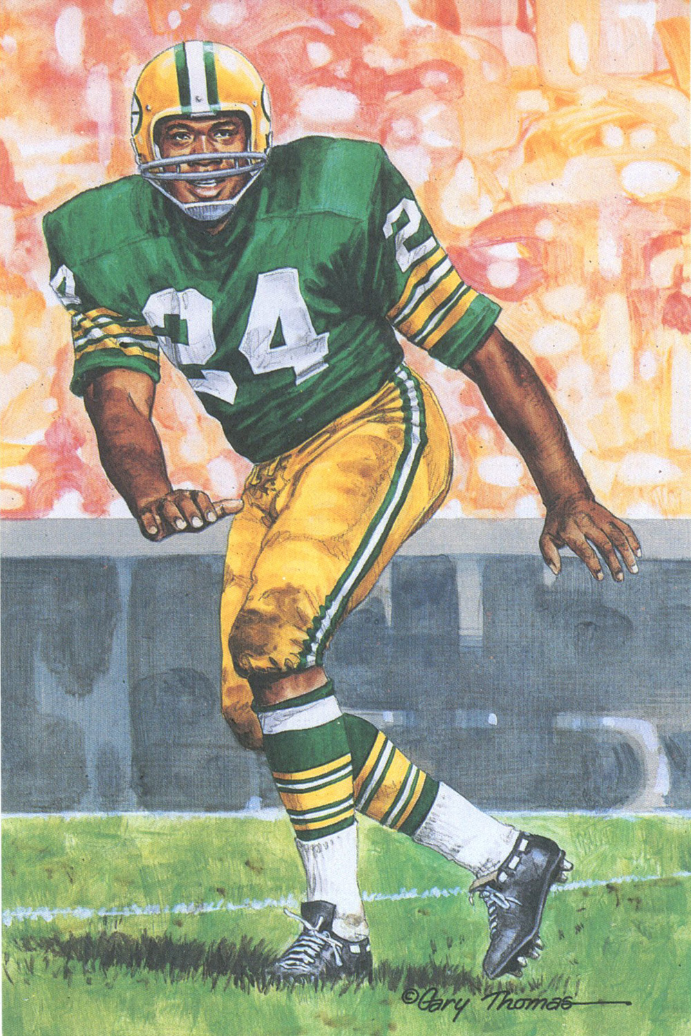 Willie Wood Unsigned 1989 Series One Goal Line Art Card Green Bay Packers