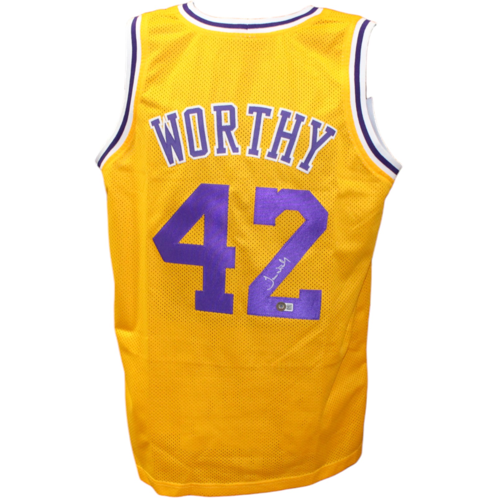 James Worthy Autographed/Signed Pro Style Yellow Jersey Beckett