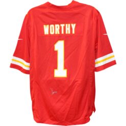 Xavier Worthy Signed Kansas City Chiefs Red Nike Jersey Helmet Fanatics 51721