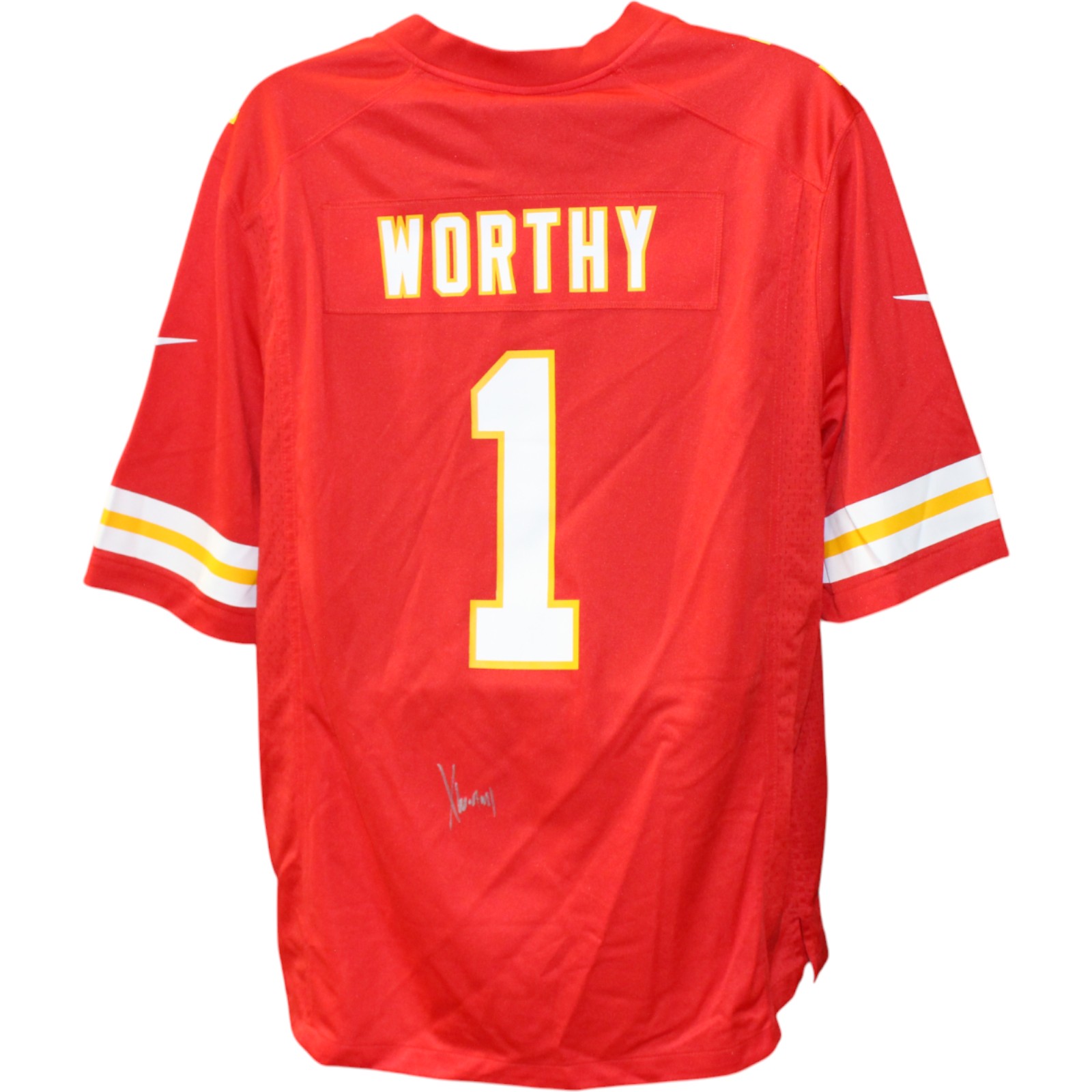 Xavier Worthy Signed Kansas City Chiefs Red Nike Jersey Helmet Fanatics 51721