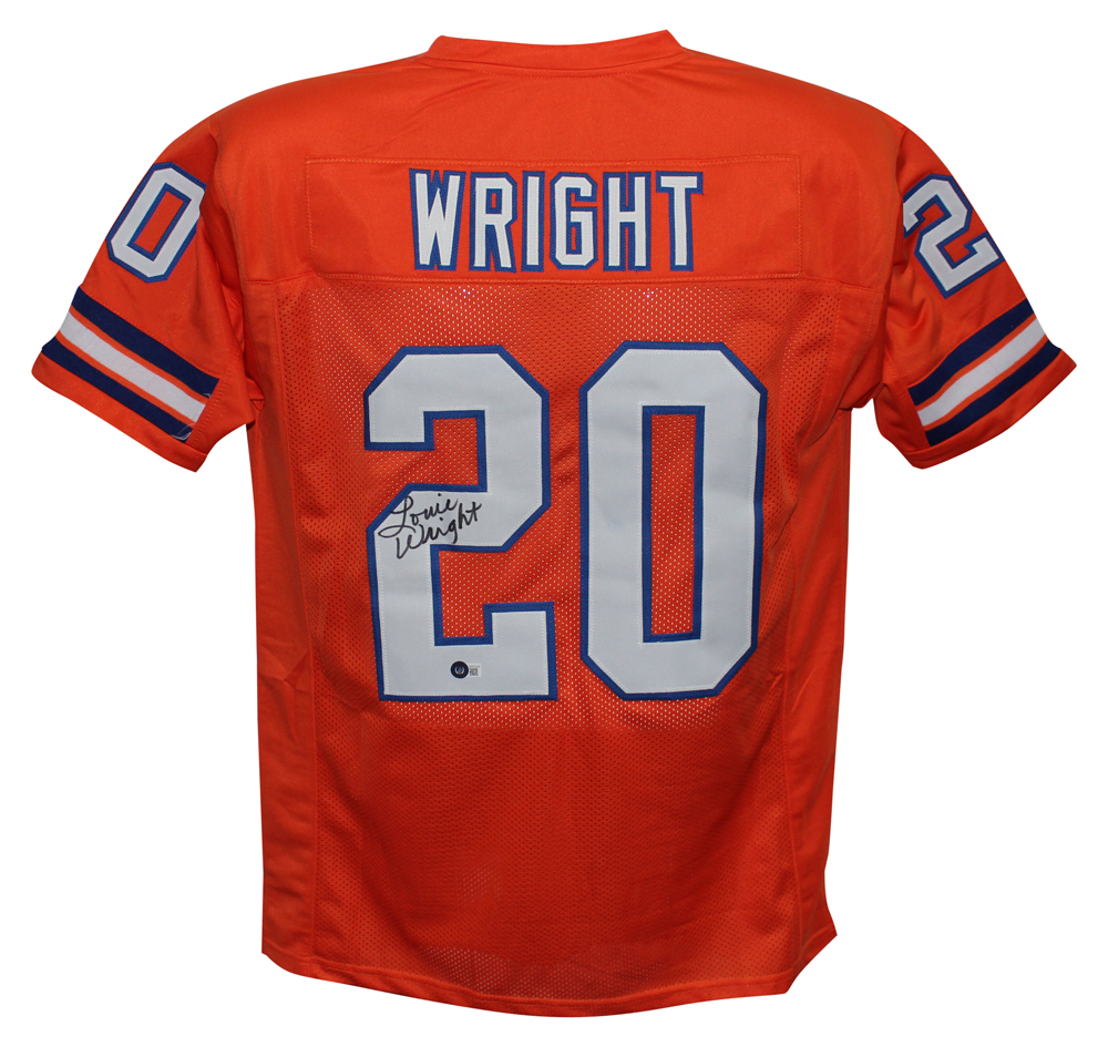 Louie Wright Autographed/Signed Pro Style Orange XL Jersey Beckett