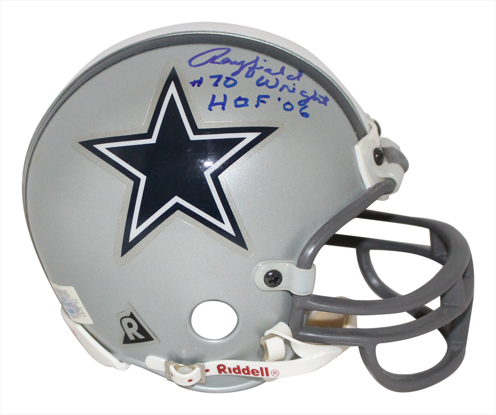 Rayfield Wright Autographed Dallas Cowboys Replica Mini Helmet HOF BAS 32942