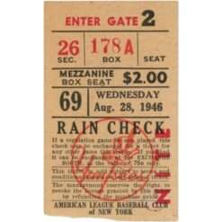 New York Yankees vs Cleveland Guardians Unautographed Ticket Stub 8/28/46 58699