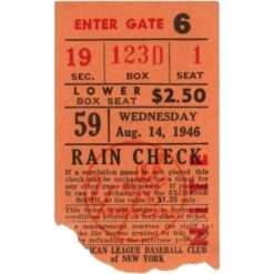 New York Yankees vs Washington Senators Unautographed Ticket Stub 8/14/46 58700