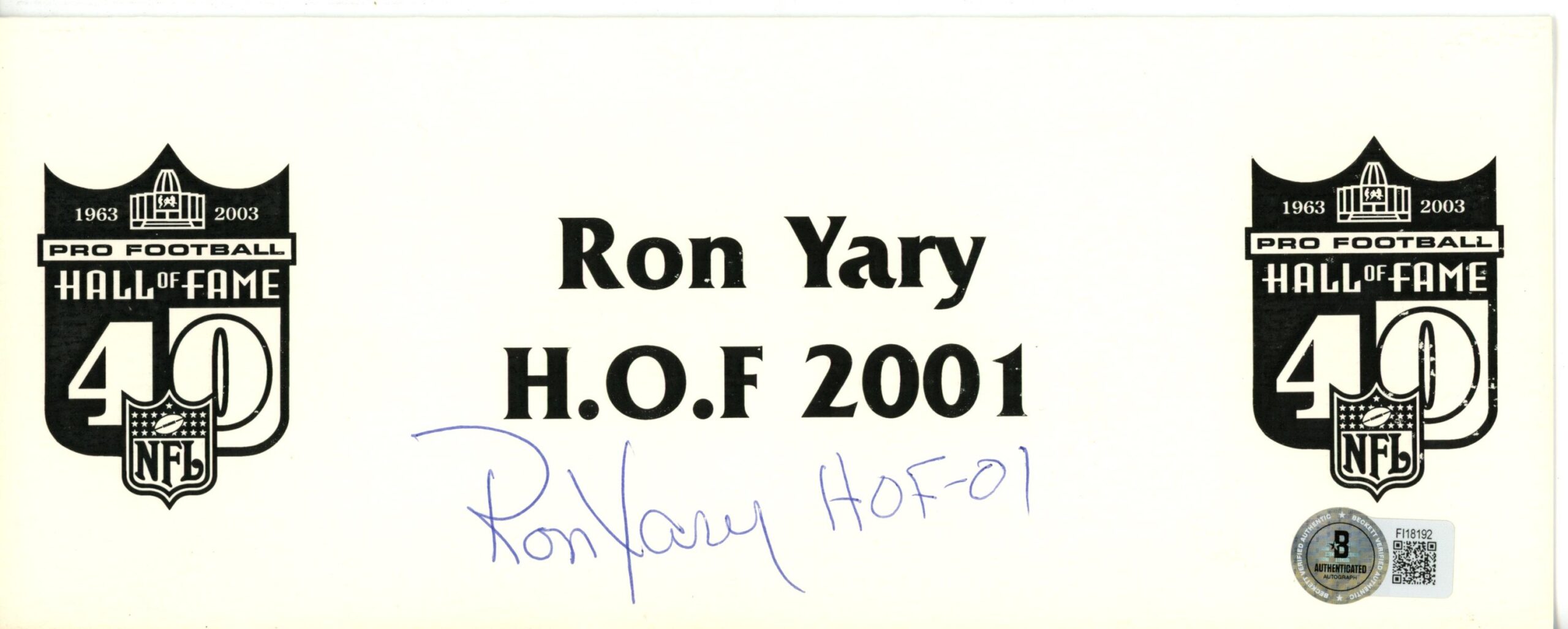 Ron Yary Autographed Minnesota Vikings NFL Hall of Fame Place Card Beckett 56222 1 Ron Yary Autographed Minnesota Vikings NFL Hall of Fame Place Card Beckett 56222