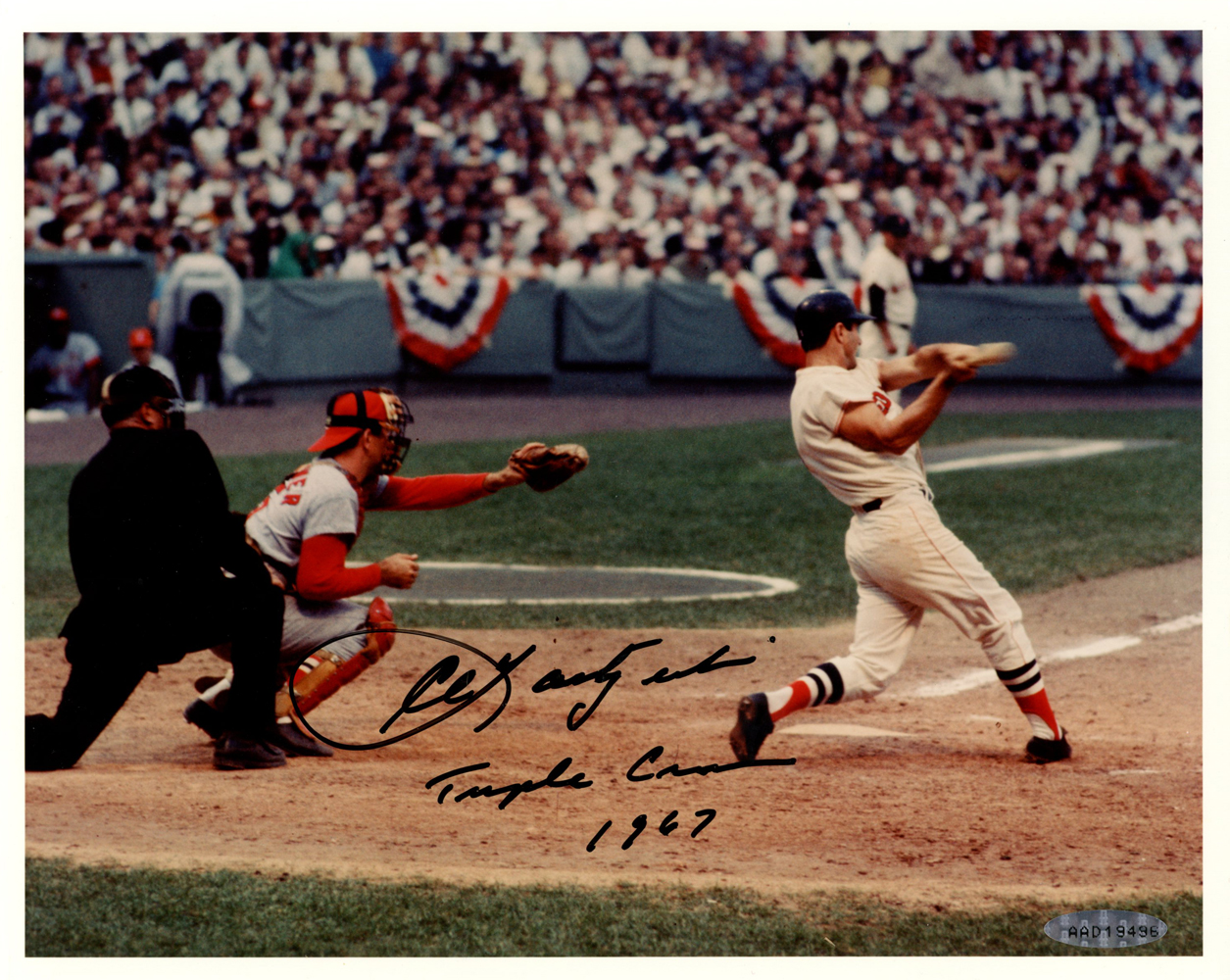 Carl Yastrzemski Signed Boston Red Sox 8x10 Photo Triple Crown 1967 UDA