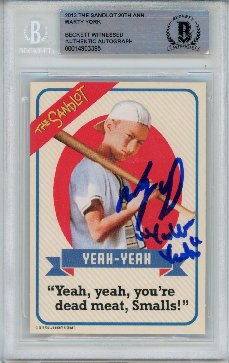 Marty York Autographed/Signed The Sandlot 20 Anniv. Insert Beckett