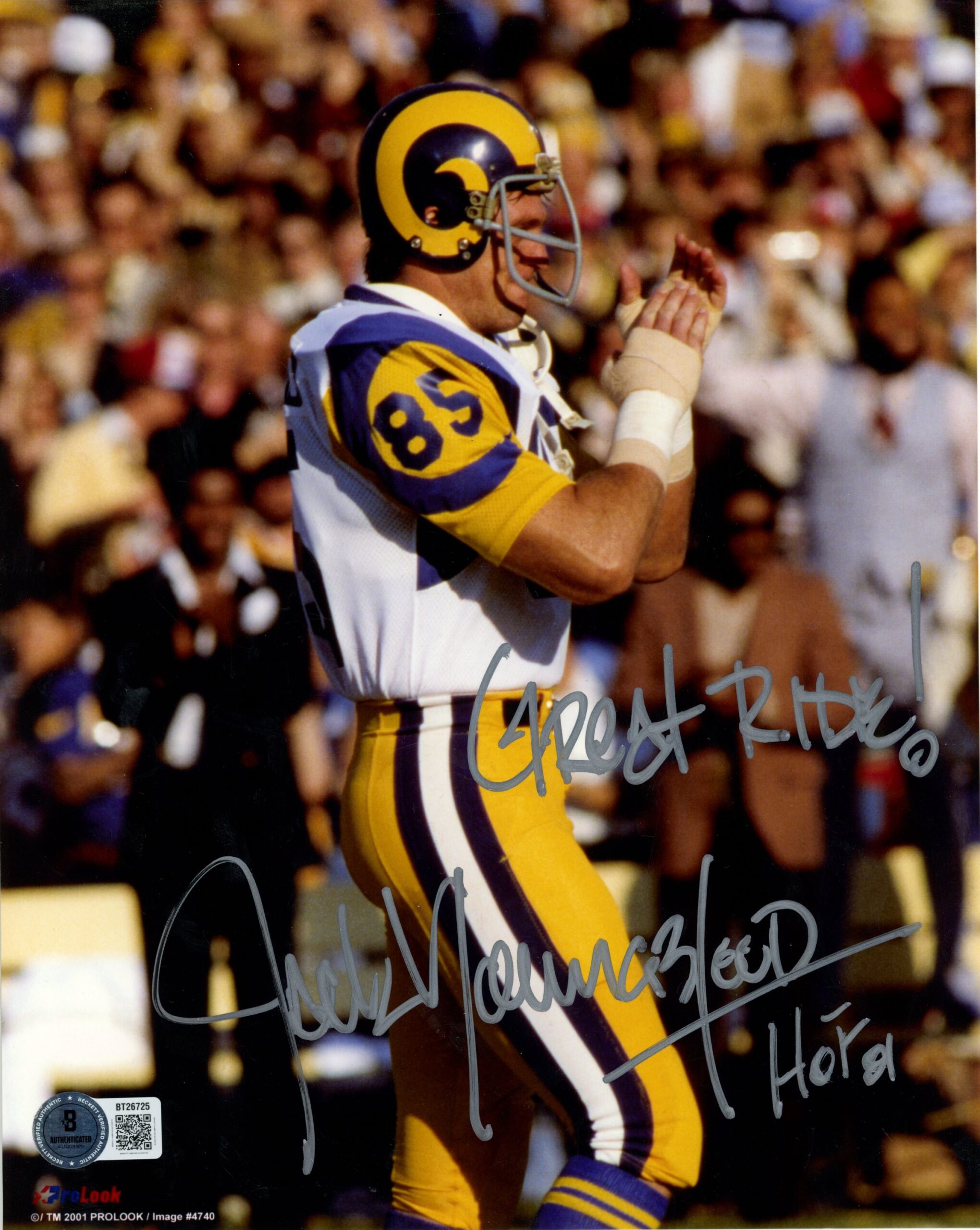 Jack Youngblood Signed Los Angeles Rams 8x10 Photo Great Ride HOF Beckett 56620