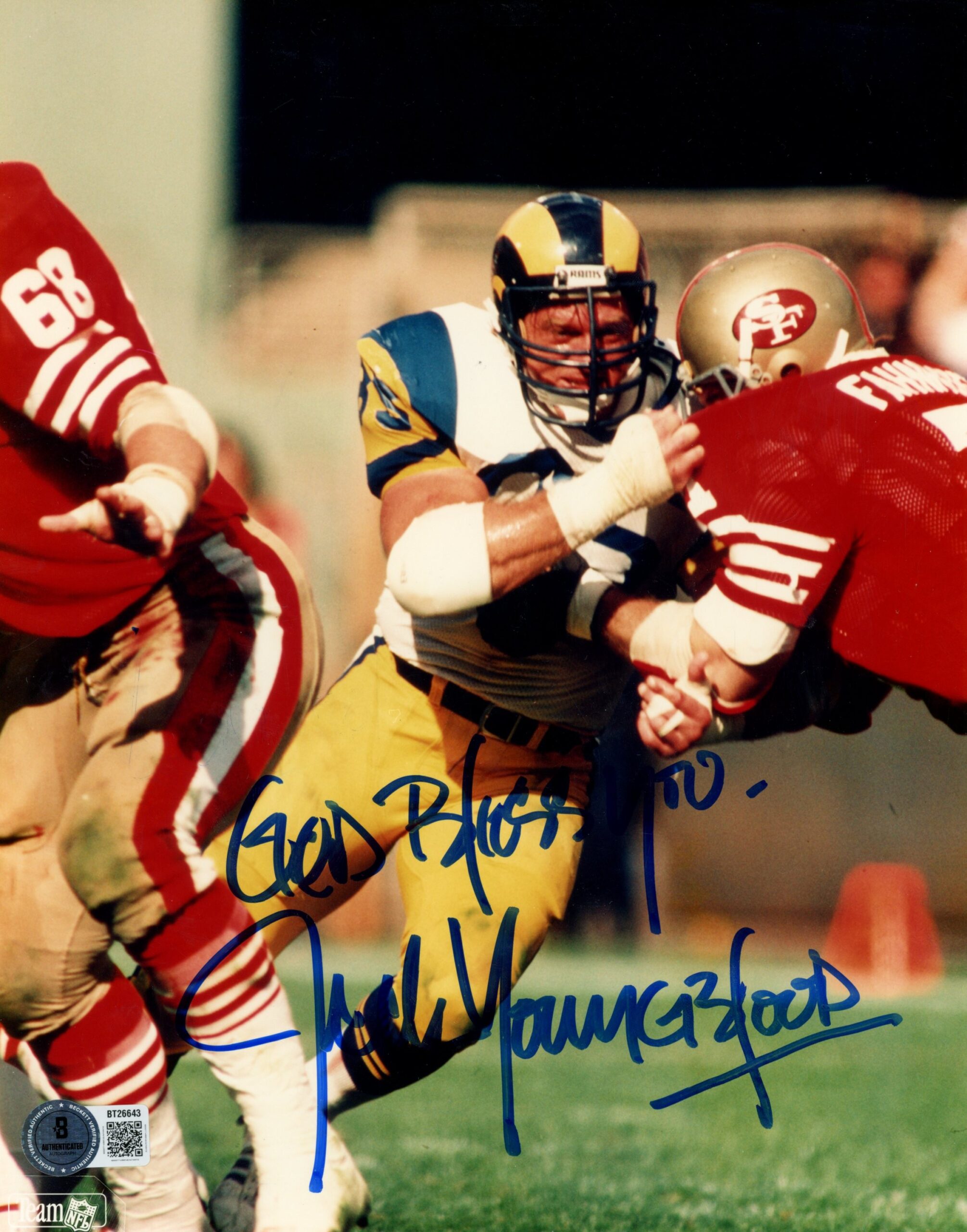 Jack Youngblood Autographed St Jack Youngblood Autographed St. Louis Rams 8x10 Photo God Bless Beckett 56640