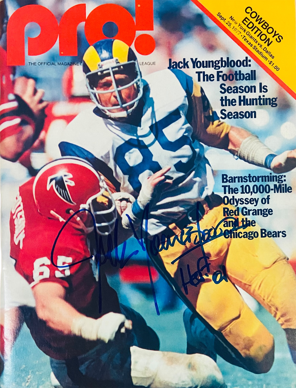 Jack Youngblood Autographed Los Angeles Rams 1977 Pro Magazine Beckett