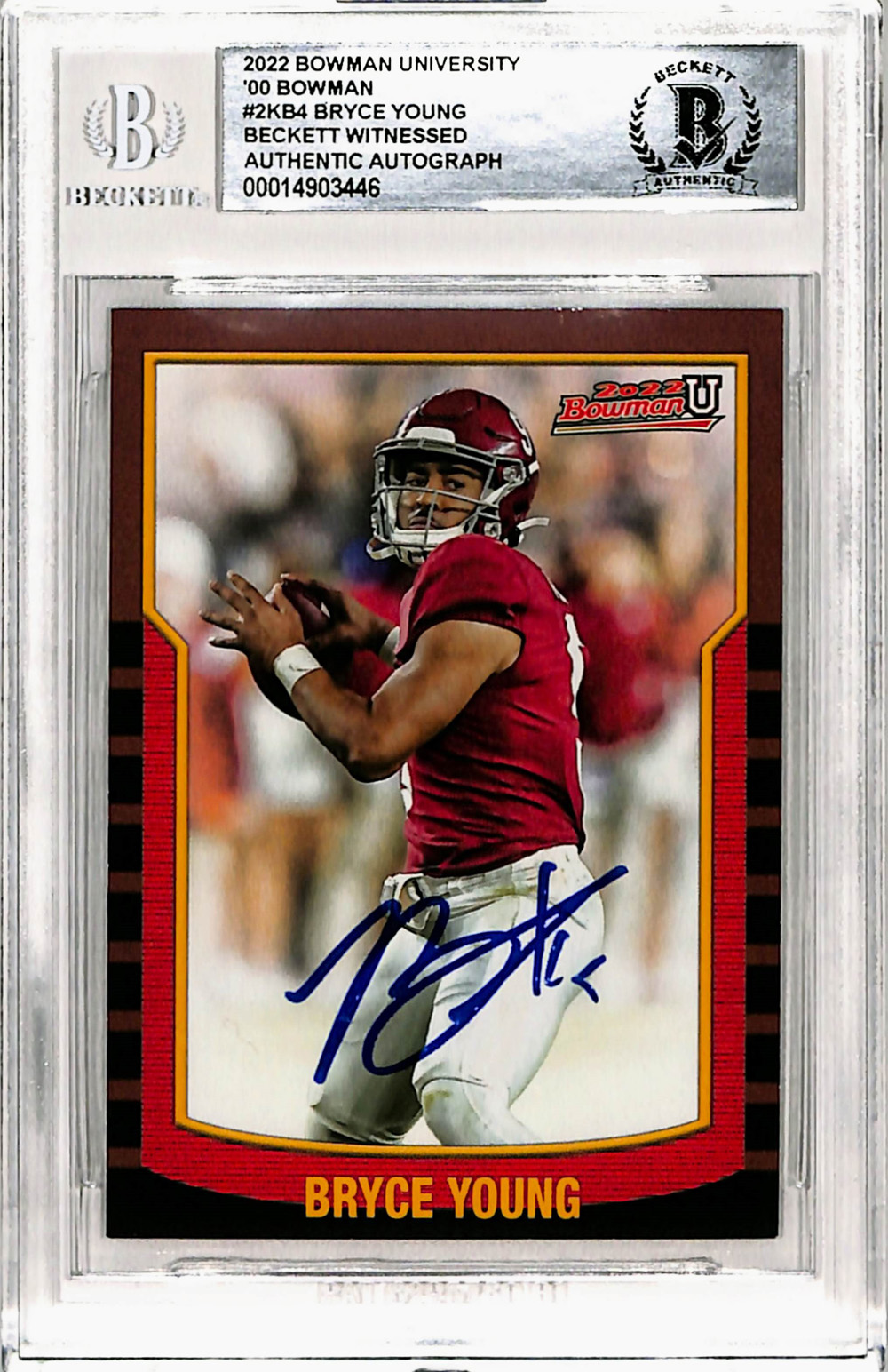 thumbnail image 2 of Bryce Young 2021 Bowman NEXT Topps NOW Rookie Card #11 – Graded 10, 1st Graded, Alabama Crimson Tide 2 of 4