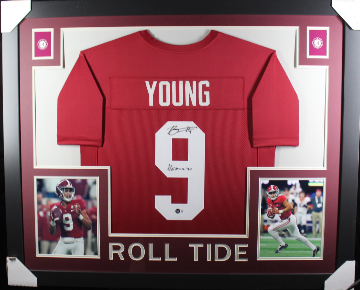 Bryce Young Autographed/Signed College Style Framed Red XL Jersey BAS