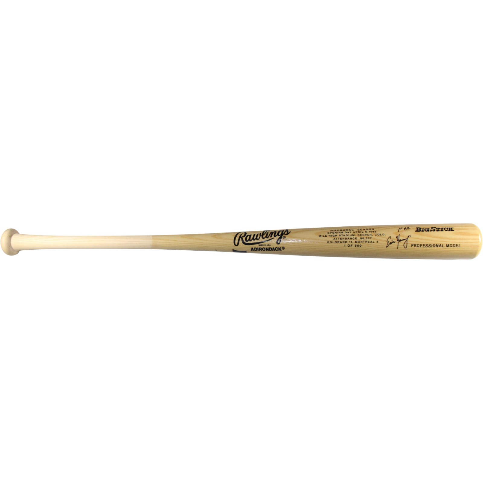 Eric Young Autographed Colorado Rockies '93 Inaugural Season Bat 1st HR Beckett 53429 2 Eric Young Autographed Colorado Rockies '93 Inaugural Season Bat 1st HR Beckett 53429