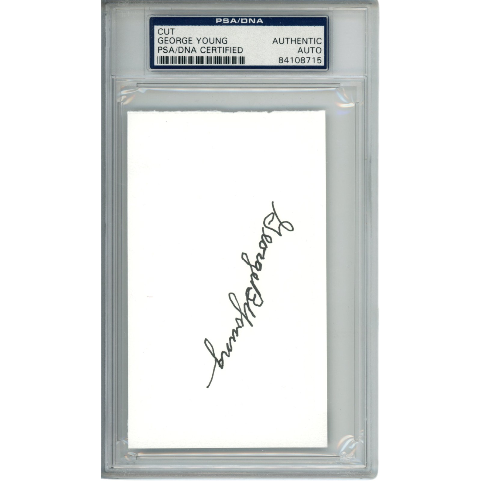 George Young Autographed New York Giants 3x5" Cut PSA Slabbed 54792