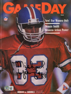 Michael Young Signed Broncos 8/31/1990 Gameday Magazine Beckett 44376