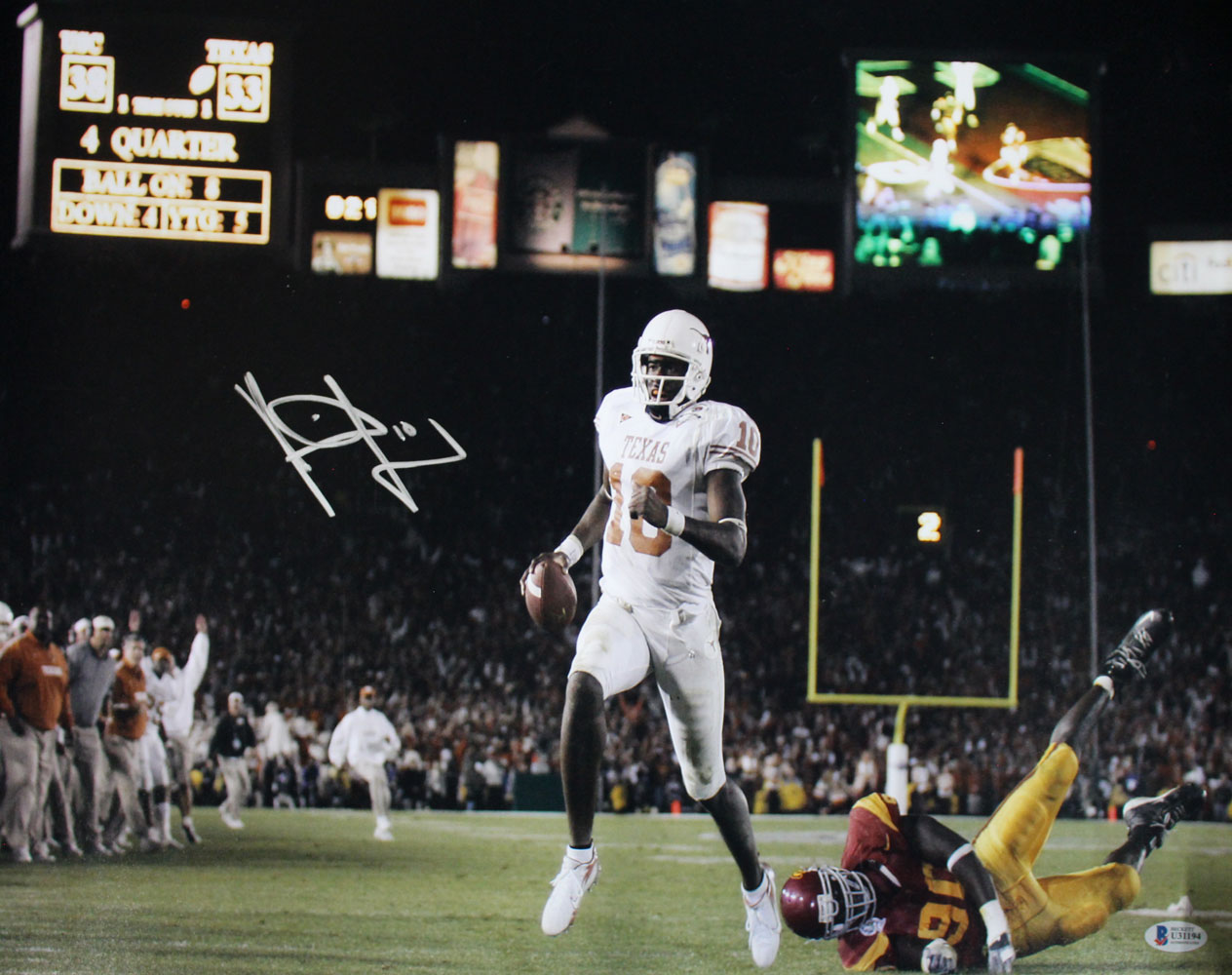 Vince Young Autographed/Signed Texas Longhorns 16x20 Photo BAS 29309