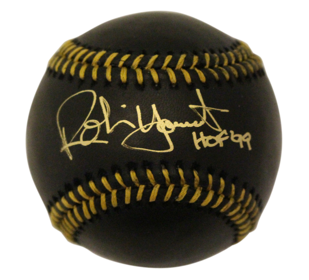 Robin Yount Signed Milwaukee Brewers Black OML Baseball HOF Beckett