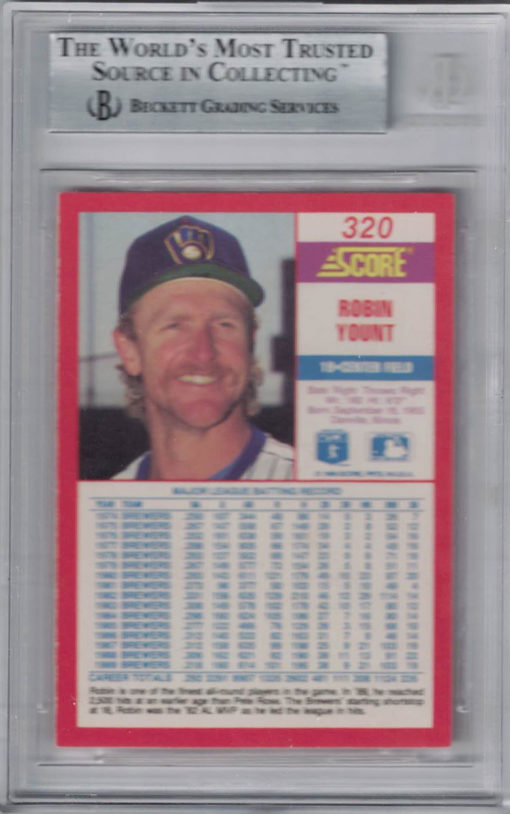 Robin Yount Signed Milwaukee Brewers 1990 Score #320 Trading Card BAS 27012