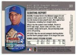 Carlos Zambrano Signed 2000 Bowman Chrome Rookie Card 303 Chicago Cubs