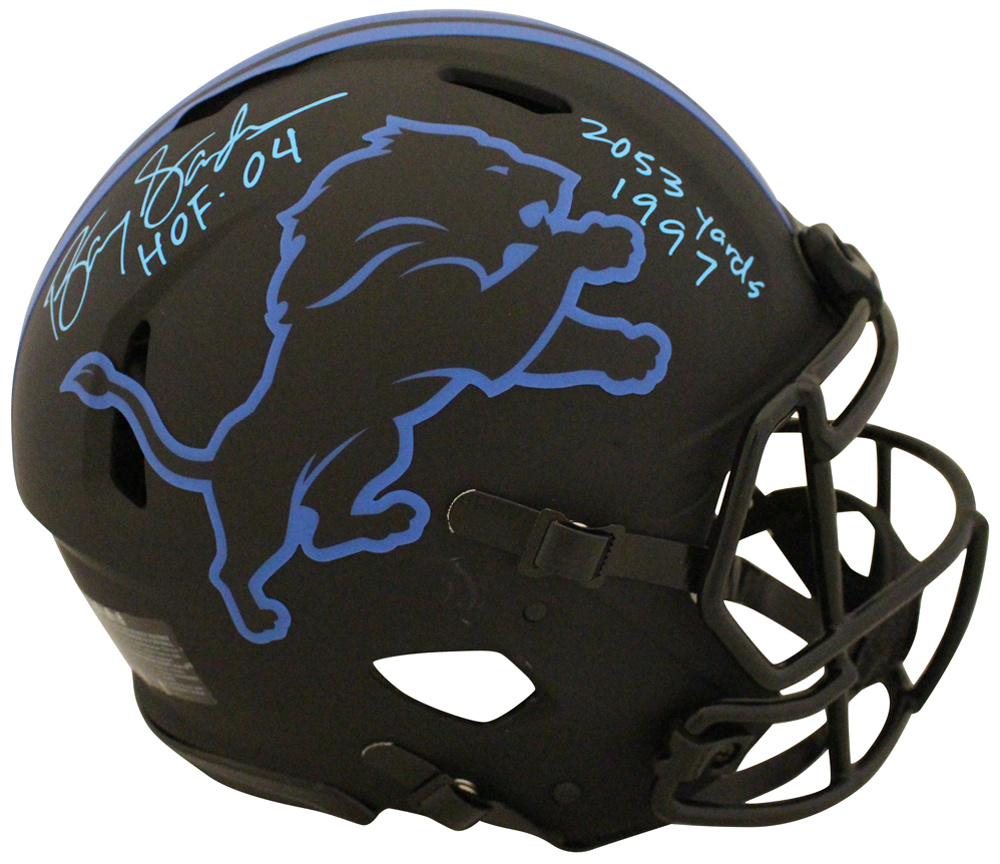 Barry Sanders Autographed Detroit Lions Authentic Eclipse Helmet 3 Insc