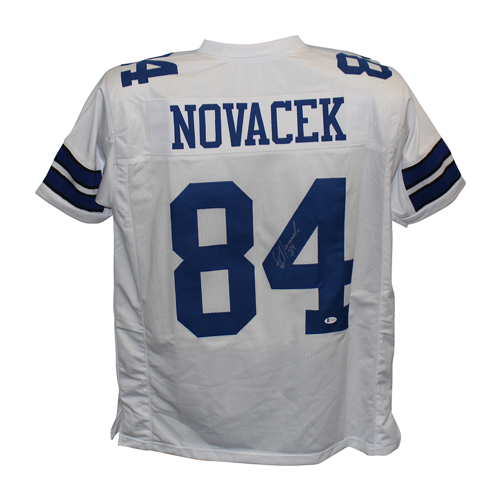 Jay Novacek Autographed/Signed Pro Style White XL Jersey BAS 31161